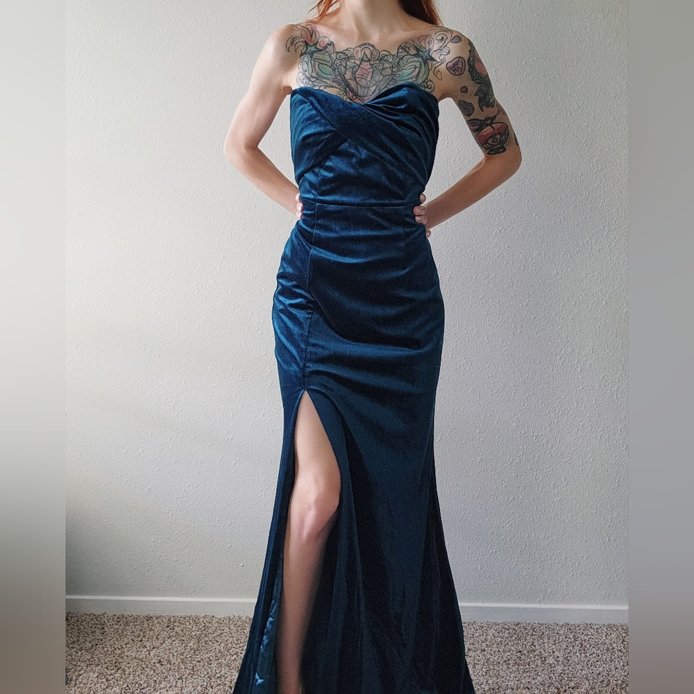 L'atiste long velvet dress, S/M, blue